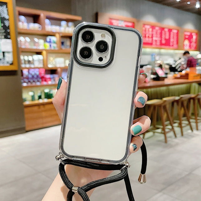 3 In 1 PC + TPU Transparent Phone Case For iPhone 13 mini(Black)-garmade.com