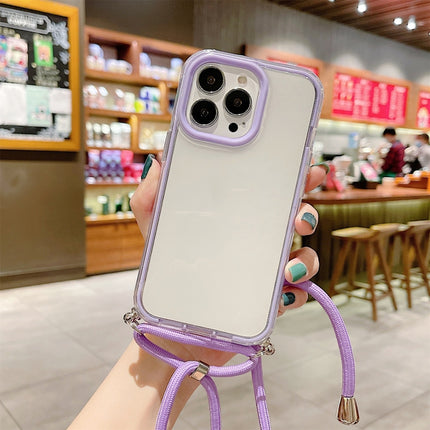 3 In 1 PC + TPU Transparent Phone Case For iPhone 13 mini(Purple)-garmade.com