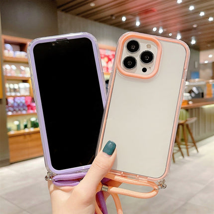 3 In 1 PC + TPU Transparent Phone Case For iPhone 13 mini(Purple)-garmade.com