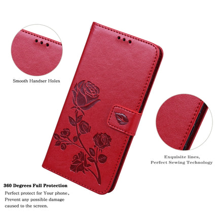 For Samsung Galaxy S22+ 5G Rose Embossed Leather Phone Case(Red)-garmade.com
