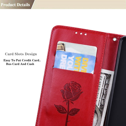 For Samsung Galaxy S22+ 5G Rose Embossed Leather Phone Case(Red)-garmade.com