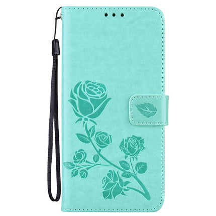 For Samsung Galaxy S22+ 5G Rose Embossed Leather Phone Case(Green)-garmade.com