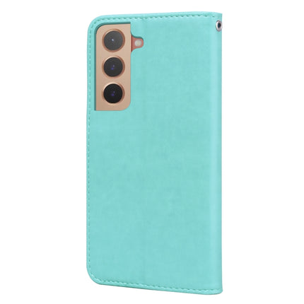 For Samsung Galaxy S22+ 5G Rose Embossed Leather Phone Case(Green)-garmade.com