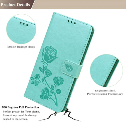For Samsung Galaxy S22+ 5G Rose Embossed Leather Phone Case(Green)-garmade.com