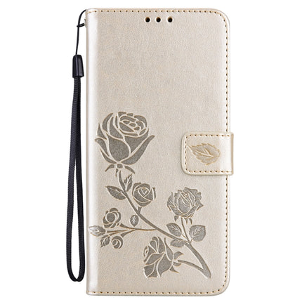 For Samsung Galaxy S22+ 5G Rose Embossed Leather Phone Case(Gold)-garmade.com