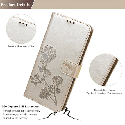 For Samsung Galaxy S22+ 5G Rose Embossed Leather Phone Case(Gold)-garmade.com