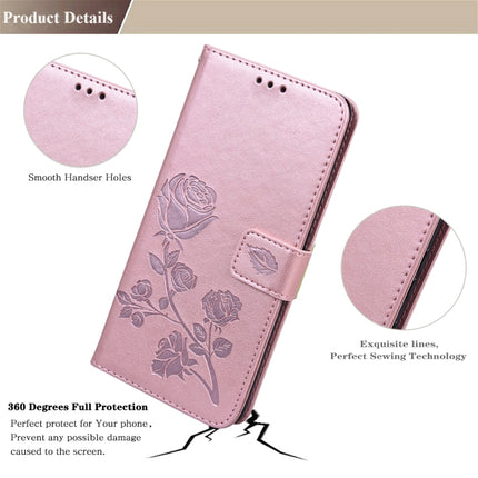 For Samsung Galaxy S22+ 5G Rose Embossed Leather Phone Case(Rose Gold)-garmade.com