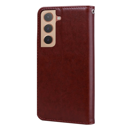 For Samsung Galaxy S22+ 5G Rose Embossed Leather Phone Case(Brown)-garmade.com