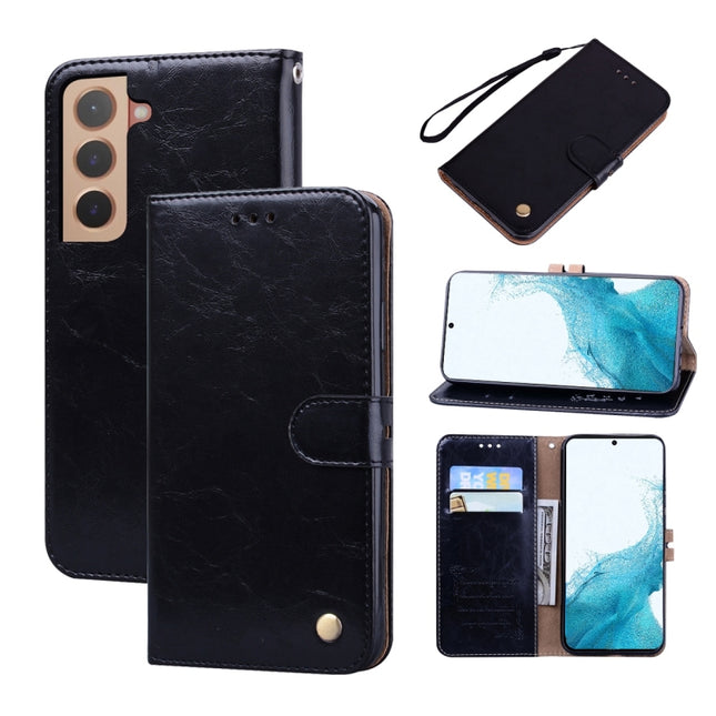 For Samsung Galaxy S22 5G Oil Wax Texture Leather Phone Case(Black)-garmade.com