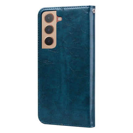 For Samsung Galaxy S22+ 5G Oil Wax Texture Leather Phone Case(Blue)-garmade.com