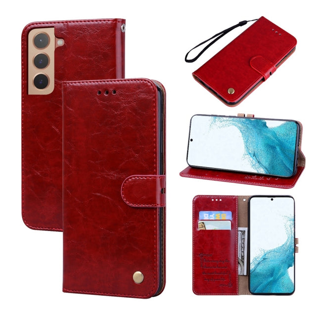 For Samsung Galaxy S22+ 5G Oil Wax Texture Leather Phone Case(Red)-garmade.com