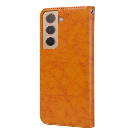 For Samsung Galaxy S22+ 5G Oil Wax Texture Leather Phone Case(Yellow)-garmade.com