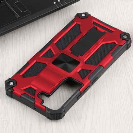 For Samsung Galaxy S22 5G Shockproof TPU + PC Magnetic Protective Phone Case with Holder(Red)-garmade.com