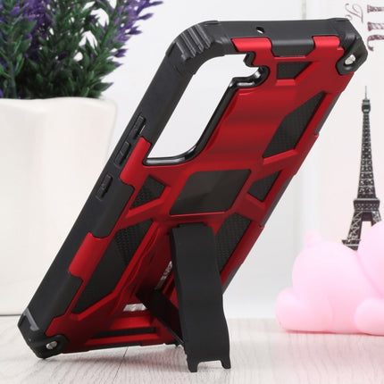 For Samsung Galaxy S22 5G Shockproof TPU + PC Magnetic Protective Phone Case with Holder(Red)-garmade.com
