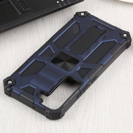 For Samsung Galaxy S22 5G Shockproof TPU + PC Magnetic Protective Phone Case with Holder(Blue)-garmade.com