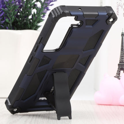 For Samsung Galaxy S22 5G Shockproof TPU + PC Magnetic Protective Phone Case with Holder(Blue)-garmade.com