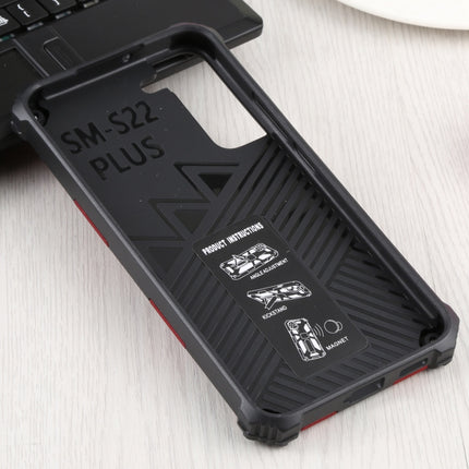 For Samsung Galaxy S22+ 5G Shockproof TPU + PC Magnetic Protective Phone Case with Holder(Red)-garmade.com