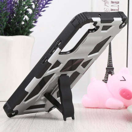 For Samsung Galaxy S22+ 5G Shockproof TPU + PC Magnetic Protective Phone Case with Holder(Silver)-garmade.com