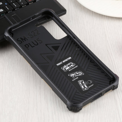 For Samsung Galaxy S22+ 5G Shockproof TPU + PC Magnetic Protective Phone Case with Holder(Gold)-garmade.com