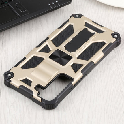 For Samsung Galaxy S22+ 5G Shockproof TPU + PC Magnetic Protective Phone Case with Holder(Gold)-garmade.com
