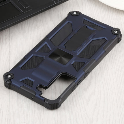 For Samsung Galaxy S22+ 5G Shockproof TPU + PC Magnetic Protective Phone Case with Holder(Blue)-garmade.com