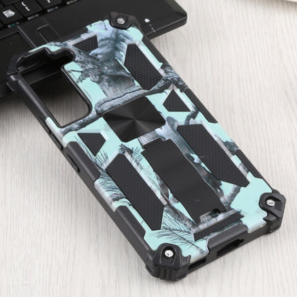 For Samsung Galaxy S22 5G Camouflage Armor Kickstand TPU + PC Magnetic Phone Case(Mint Green)-garmade.com