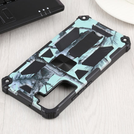 For Samsung Galaxy S22+ 5G Camouflage Armor Kickstand TPU + PC Magnetic Phone Case(Mint Green)-garmade.com