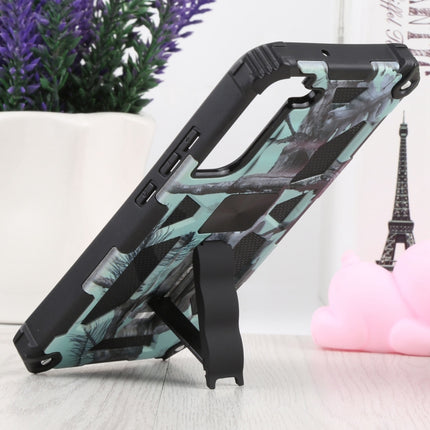 For Samsung Galaxy S22+ 5G Camouflage Armor Kickstand TPU + PC Magnetic Phone Case(Mint Green)-garmade.com