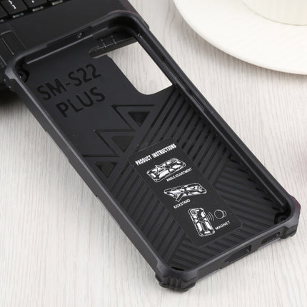 For Samsung Galaxy S22+ 5G Camouflage Armor Kickstand TPU + PC Magnetic Phone Case(Light Blue)-garmade.com