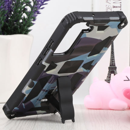 For Samsung Galaxy S22+ 5G Camouflage Armor Kickstand TPU + PC Magnetic Phone Case(Light Blue)-garmade.com