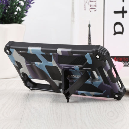 For Samsung Galaxy S22+ 5G Camouflage Armor Kickstand TPU + PC Magnetic Phone Case(Light Blue)-garmade.com