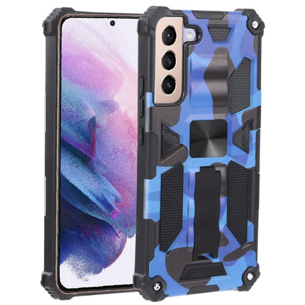 For Samsung Galaxy S22+ 5G Camouflage Armor Kickstand TPU + PC Magnetic Phone Case(Dark Blue)-garmade.com