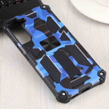 For Samsung Galaxy S22+ 5G Camouflage Armor Kickstand TPU + PC Magnetic Phone Case(Dark Blue)-garmade.com