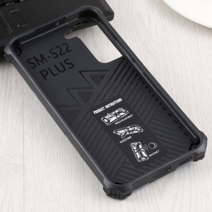 For Samsung Galaxy S22+ 5G Camouflage Armor Kickstand TPU + PC Magnetic Phone Case(Dark Blue)-garmade.com
