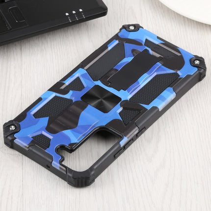For Samsung Galaxy S22+ 5G Camouflage Armor Kickstand TPU + PC Magnetic Phone Case(Dark Blue)-garmade.com