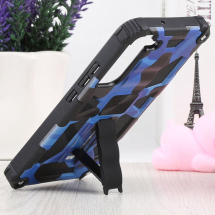 For Samsung Galaxy S22+ 5G Camouflage Armor Kickstand TPU + PC Magnetic Phone Case(Dark Blue)-garmade.com