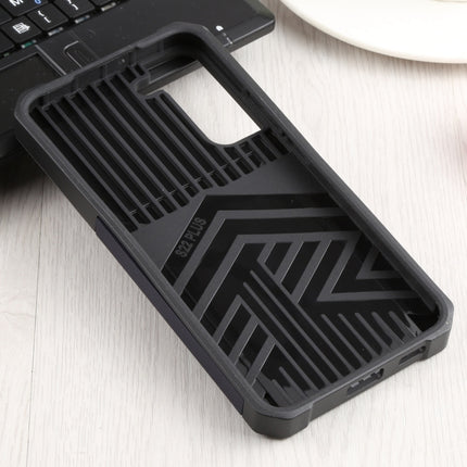 For Samsung Galaxy S22+ 5G Sliding Camera Cover Design PC + TPU Shockproof Phone Case with Ring Holder & Card Slot(Blue)-garmade.com