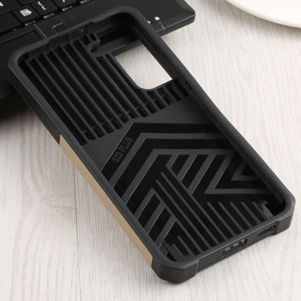 For Samsung Galaxy S22+ 5G Sliding Camera Cover Design PC + TPU Shockproof Phone Case with Ring Holder & Card Slot(Gold)-garmade.com