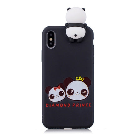For iPhone X / XS Shockproof Cartoon TPU Protective Case(Two Pandas)-garmade.com