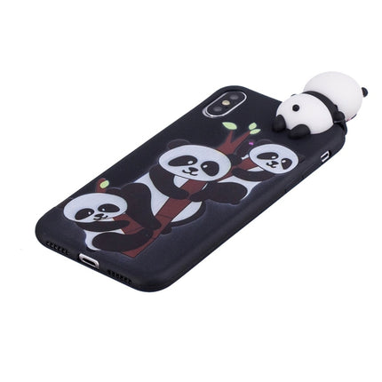 For iPhone X / XS Shockproof Cartoon TPU Protective Case(Three Pandas)-garmade.com