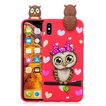 For iPhone XR Shockproof Cartoon TPU Protective Case(Red Owl)-garmade.com