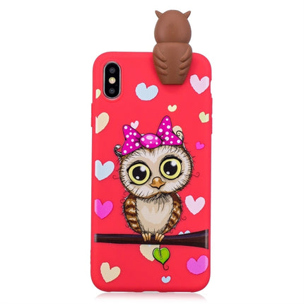 For iPhone XR Shockproof Cartoon TPU Protective Case(Red Owl)-garmade.com