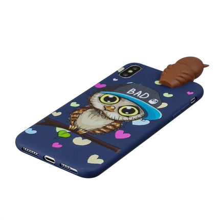 For iPhone XR Shockproof Cartoon TPU Protective Case(Blue Owl)-garmade.com