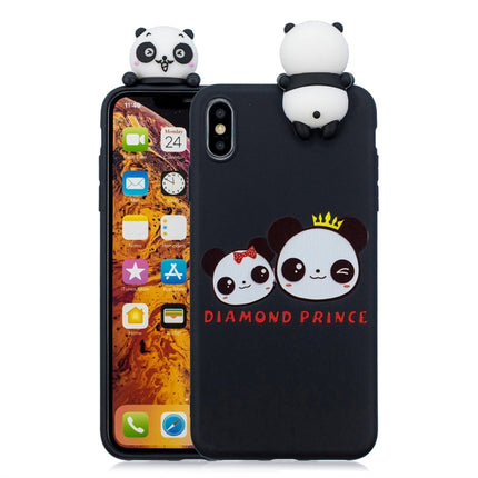 For iPhone XR Shockproof Cartoon TPU Protective Case(Two Pandas)-garmade.com