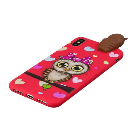 For iPhone XS Max Shockproof Cartoon TPU Protective Case(Red Owl)-garmade.com