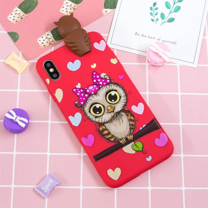 For iPhone XS Max Shockproof Cartoon TPU Protective Case(Red Owl)-garmade.com