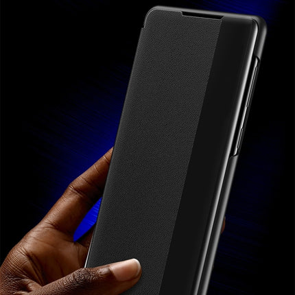 For Samsung Galaxy S22+ 5G Window View Leather Phone Case(Black)-garmade.com