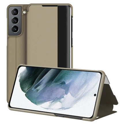 For Samsung Galaxy S22+ 5G Window View Leather Phone Case(Gold)-garmade.com