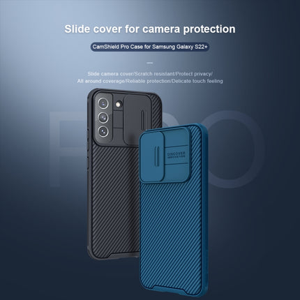 For Samsung Galaxy S22+ 5G NILLKIN Black Mirror Pro Series Camshield Phone Case(Blue)-garmade.com