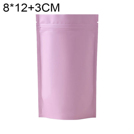 100 PCS/Set Matte Aluminum Foil Snack Stand-up Pouch, Size:8x12+3cm(Pink)-garmade.com